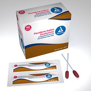 SWAB STICKS POVIDINE IODINE (PVP) DISP ST COMPARE TO BETADINE (3/PK 25PK/BX 10BX/CS) [500-S25-PVP]