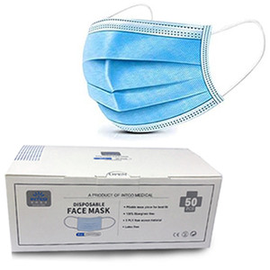 MASKS PROCEDURE NON-SURGICAL PLEATED W/EARLOOPS DISP ASTM LEVEL 1 STANDARDS 3PLY BLUE DISPENSER BOX (50/BX 40BX/CS) [500-M50BS]