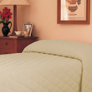 BLANKETS BEDSPREADS THROW QUILTED POLY COTTON 81IN X 110IN 5OZ SOLID KHAKI/CHAMPAGNE MARTEX (EA) [600-BQT81110K]