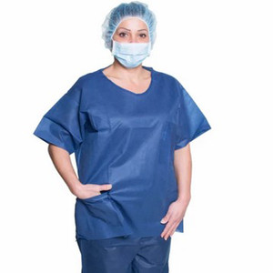 SCRUBS DISP TOP LG FLUID RESISTANT DARK BLUE DUKAL (10/BG 5BG/CS) [060-375L]