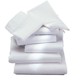 SHEETS FLAT MUSLIN T130 66IN X 104IN 55% COTTON/45% POLY STANDARD WHITE (2DZ/PK 5PK/CS) [600-FLS66104-T130]