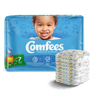BRIEFS DIAPERS BABY DISP LF SIZE 6 FITS 35+LBS WHITE COMFEES MADE USA (23/PK 4PK/CS) [338-CMF-6-PK]