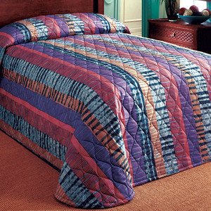 BLANKETS BEDSPREADS FITTED QUILTED POLY COTTON 71IN X 102IN 5OZ PATTERN STRIPED PALMER MARTEX (EA) [600-BQ71102P]