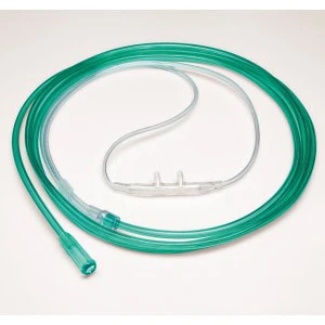CANNULAS OXYGEN NASAL CURVED TIP ADULT GREEN HIGH FLOW CRIMP RESIST W/7FT TUBING SUNMED (25/CS) [157-1600HF-7-25-EA]