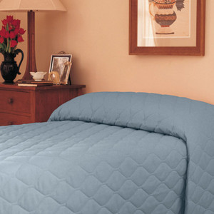 BLANKETS BEDSPREADS FITTED QUILTED POLY COTTON 71IN X 102IN 5OZ SOLID SLATE/LIGHT BLUE MARTEX (EA) [600-BQ71102B]