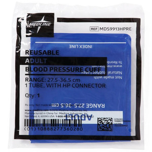 BLOOD PRESSURE CUFF ONLY REUSABLE LF NYLON ADULT 27.5-36.5CM 1 TUBE (EA) [122-MDS9913HPREH]