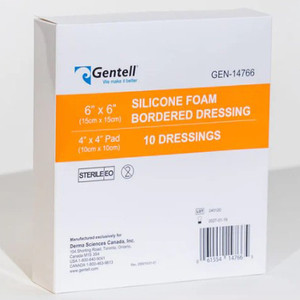 DRESSINGS FOAM SILICONE SELF-ADH BORDER WTRPRF LF ST 6IN X 6IN GENTELL (10/BX 5BX/CS) [500-295400-V-EA]