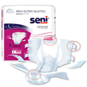BRIEFS DIAPERS ADULT SUPER QUATRO ABS DISP LF 45-59IN LG WHITE SENI (9/PK 4PK/CS) [100-LA09-BQ1]