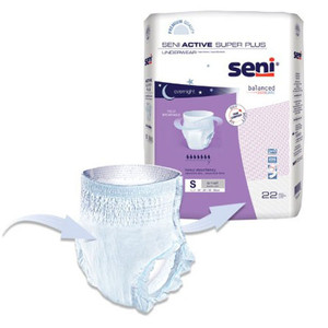 BRIEFS PULL UPS ADULT ABS DISP 22-33IN LF SM WHITE SENI ACTIVE SUPER PLUS (22/PK 4PK/CS) [100-S-SM22-AP1]