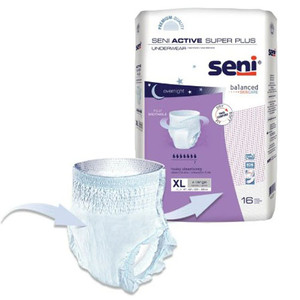 BRIEFS PULL UPS ADULT ABS DISP 47-63IN LF XL WHITE SENI ACTIVE SUPER PLUS  (16/PK 4PK/CS) [100-S-XL16-AP1]