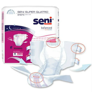 BRIEFS DIAPERS ADULT SUPER QUATRO ABS DISP LF 40-50IN MD/LG WHITE SENI (10/PK 4PK/CS) [100-RE10-BQ1]