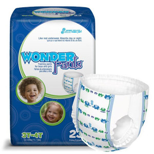 BRIEFS PULL UPS YOUTH MOD-HVY ABS DISP LF 3T-4T LG WHITE WONDERPANTS MADE USA (23/PK 4PK/CS) [500-PUBK3]