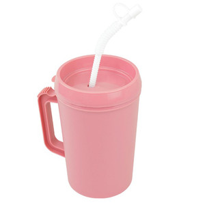 PITCHERS/MUGS INSULATED PLASTIC DISP 34OZ W/LID & STRAW MAUVE (24/CS) [061-4219]