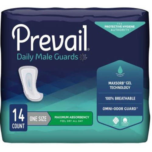 PADS BLADDER CONTROL GUARDS MALE STYLE LIGHT ABS DISP LF 13IN WHITE MADE USA (14/PK 9PK/CS) [009-PV811]
