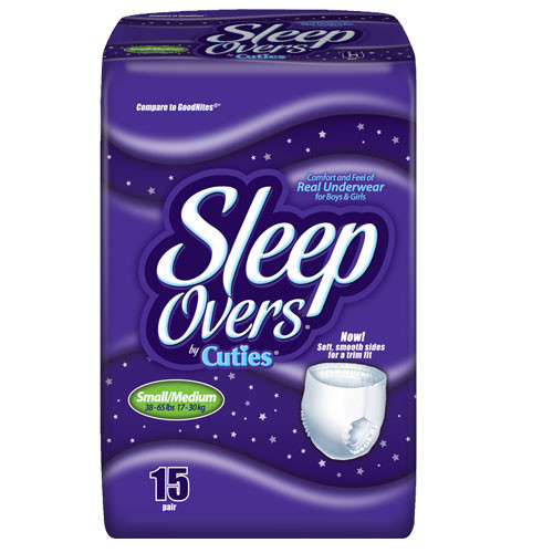 BRIEFS PULL UPS YOUTH MOD-HVY ABS DISP LF 38-65LBS SM/MD WHITE SLEEP OVERS MADE USA (15/PK 4PK/CS) [500-PUBNK1]