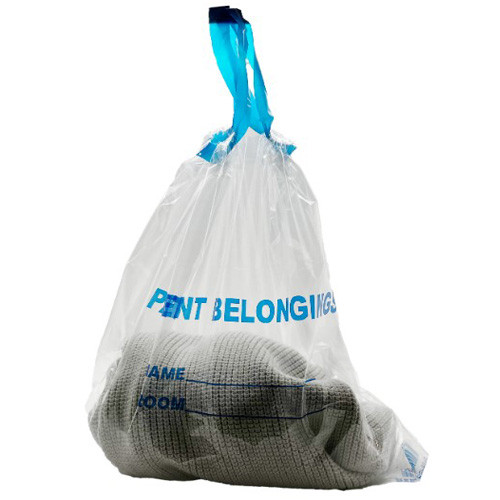 BAGS BELONGINGS DRAWSTRING DISP CLEAR 18IN X 20.5IN (500/CS) [100-DS500]
