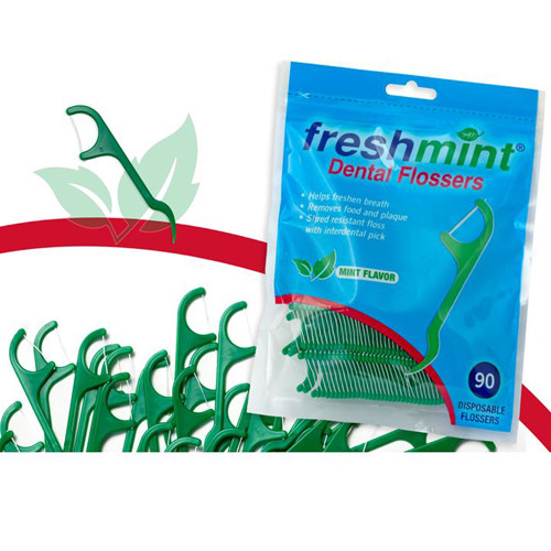 DENTAL FLOSS PICK MINT FLAVOR (90/PK 36PK/CS) [100-FLOSS-P]