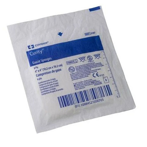 DRESSINGS GAUZE SPONGES ST 8PLY 4IN X 4IN CURITY (2/PK 25PK/BX 24BX/CS) [150-2187]