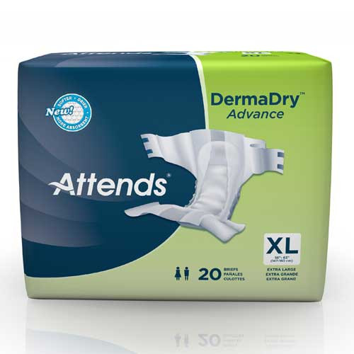 BRIEFS DIAPERS ADULT W/LEAKAGE BARRIER HVY ABS DISP LF 58-63IN XL YELLOW DERMADRY ADVANCE MADE USA (20/PK 3PK/CS) [338-DDA40]