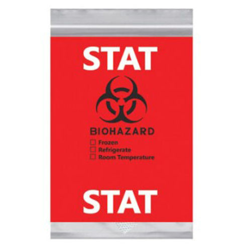 BAGS BIOHAZARD SPECIMEN W/TEAR ZONE F/SAFE & EASY ACCESS 6IN X 9IN (1000/CS) [441-9513]