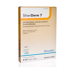 DRESSINGS CONTACT ANTIMICROBIAL W/SILVER NON-ADH LF ST 4IN X 4IN SILVERDERM7 MADE USA (10/BX) [600-6207-AG]