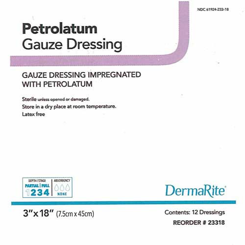 DRESSINGS IMPREGNATED PETROLEUM GAUZE NON-ADH LF ST 3IN X 36IN (12/BX 6BX/CS) [500-6224-V36]