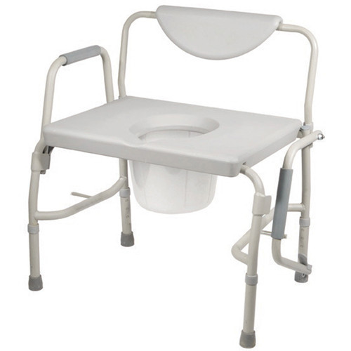 COMMODES BARIATRIC STEEL DROP ARMS ADJ HT 19IN-23INH X 28INW X 18.5IND 1000LB CAP WHT (EA) [500-BC650-23DA]