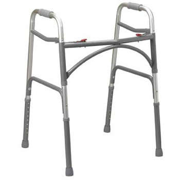 WALKERS BARIATRIC ADULT FOLDING 2 BUTTON STEEL LEGS AND BRACES ADJ HT 32IN-39IN 500LB CAP (2/CS) [500-W102]