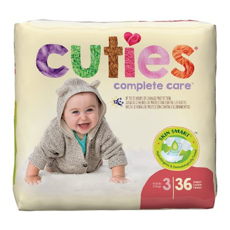 BRIEFS DIAPERS BABY DISP LF SIZE 3 FITS 16-28LBS WHITE CUTIES MADE USA (36/PK 4PK/CS) [500-DBB3]