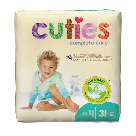 BRIEFS DIAPERS BABY DISP LF SIZE 4 FITS 22-37LBS WHITE CUTIES MADE USA (31/PK 4PK/CS) [500-DBB4]