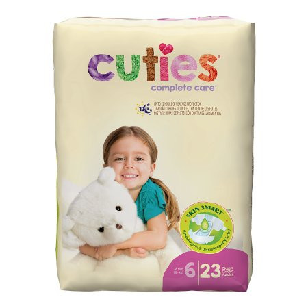 BRIEFS DIAPERS BABY DISP LF SIZE 6 FITS 35+LBS WHITE CUTIES MADE USA (23/PK 4PK/CS) [500-DBB6]