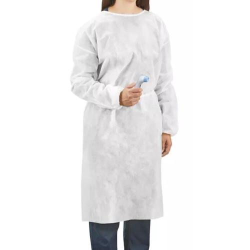 GOWNS DISP ISOLATION ELASTIC CUFF/TIE FLUID RESISTANT SMMS LG UNIVERSAL WHITE (60/CS) [500-GOWN-WH]