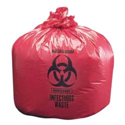 CANS TRASH LINERS ISOLATION RED 33 GAL 33IN X 40IN HD M14 INFECTIOUS WASTE MADE USA (25/RL 10RL/CS) [500-HDR40-R]