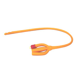 CATHETERS FOLEY 3 WAY GOLD DISP ST SILICONE COATED LATEX 20FR 30CC W/O DEHP RUSCH (10/BX) [500-IC2030-3W]
