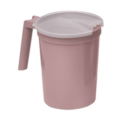 PITCHERS CARAFE PLASTIC DISP 28OZ W/HANDLE & TRANSPARENT LID ROSE MAUVE MADE USA (100/CS) [500-PP02]