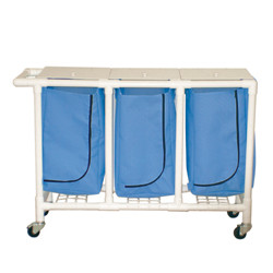 HAMPERS TRIPLE PVC 3IN TWIN CASTERS 44 GAL MESH W/ZIPPER (EA) [500-PVC-HM33-3]
