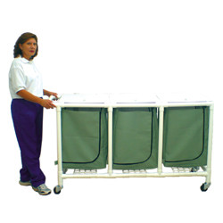 HAMPERS TRIPLE PVC 3IN HD CASTERS 78 GAL MESH W/ZIPPER (EA) [500-PVC-HM55-3]