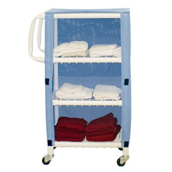 LINEN CARTS PVC 3 SHELF W/MESH COVER SPECIFY COLOR 20IN X 25IN (EA) [500-PVC-LC25-3]