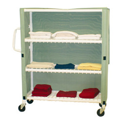 LINEN CARTS PVC 2 SHELF PERFORATED W/MESH COVER SPECIFY COLOR 20IN X 45IN (EA) [500-PVC-LC45-2A]