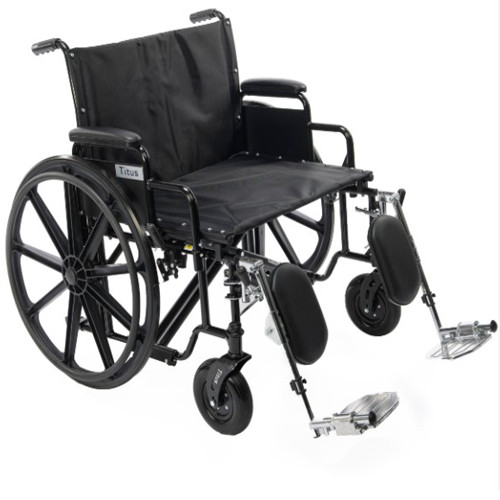 WHEELCHAIR 22IN BARIATRIC DET DESK ARMS ELR HEMI-ADJ 500LB CAP (EA) [500-WC22DE]