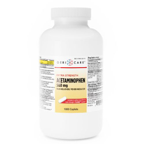 ANALGESICS ACETAMINOPHEN 500MG CAPLETS COMPARE TO X-STRENGTH TYLENOL MADE USA (1000/BTL 12/CS) [PH006]