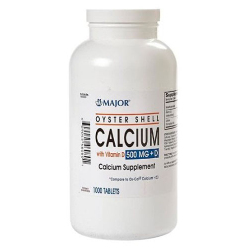 SUPPLEMENTS MINERALS CALCIUM OYSTER SHELL W/VITAMIN D 200IU 500MG TABLETS (1000/BTL) [PH049]