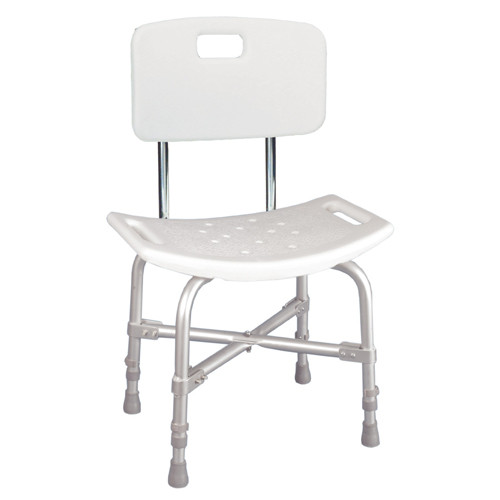SEATS BATH BENCH W/KNOCK DOWN BACK ALUM FRAME ADJ HT 500LB CAP BARIATRIC 20INH X 17.5IND X 12INW WHITE (1/CS) [482-12021KD-1]