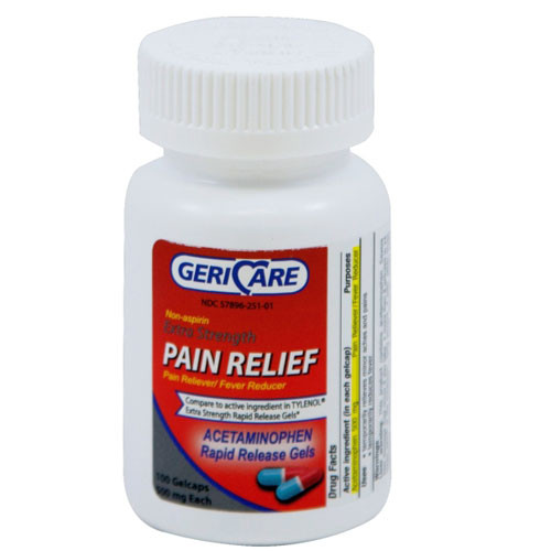 ANALGESICS ACETAMINOPHEN 500MG GELCAPS COMPARE TO X-STRENGTH TYLENOL RAPID RELEASE GELS MADE USA (100/BTL 12/CS) [PH265]