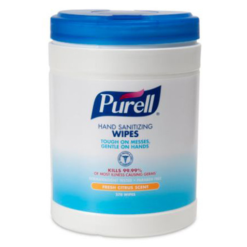 *USE - 706-622-06*  WIPES HAND SANITIZERS ALCOHOL FREE BENZALKONIUM CHLORIDE ANTIMIC 6IN X 6.75IN CITRUS SCENT PURELL (270/TUB 6TUB/CS) [GJ9113-06]