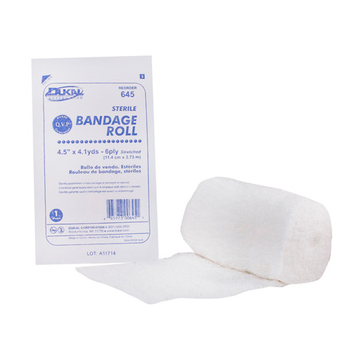 BANDAGES GAUZE ROLLS LF ST 8PLY 4.5IN X 4.1YD COMPARE TO KERLIX DUKAL (1RL/PK 100PK/CS) [500-44ST-D]