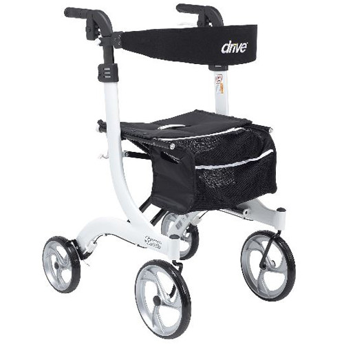 ROLLATORS ALUMINUM ADJ HT 300LB CAP 10IN CASTERS WHITE NITRO RETAIL PACK (EA) [482-RTL10266WT]