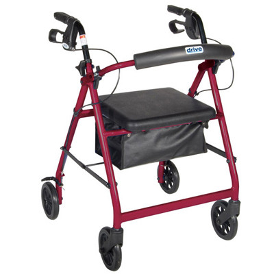 ROLLATORS ALUMINUM W/LOOP BRAKE 300LB CAP 6IN CASTERS RED (EA) [500-RLT1-RD]