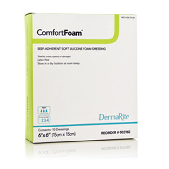DRESSINGS FOAM SILICONE SELF-ADH WTRPRF LF ST 6IN X 6IN (10/BX) [600-294399]