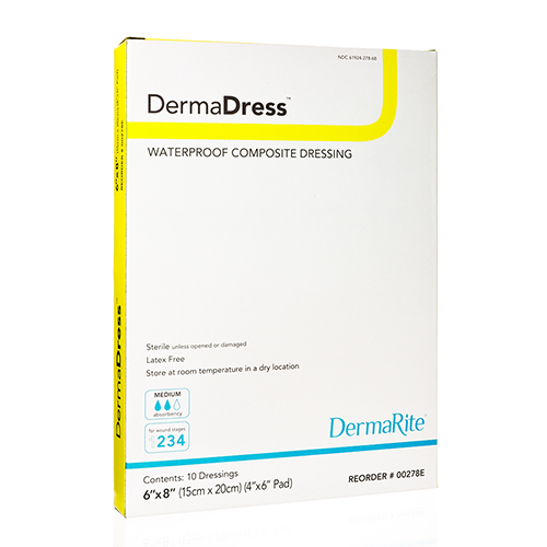 DRESSINGS NON-ADH ABS PADS ADH BORDER WTRPRF LF ST 6X8IN W/4X6IN ISLAND (10/BX) [600-6204-6]